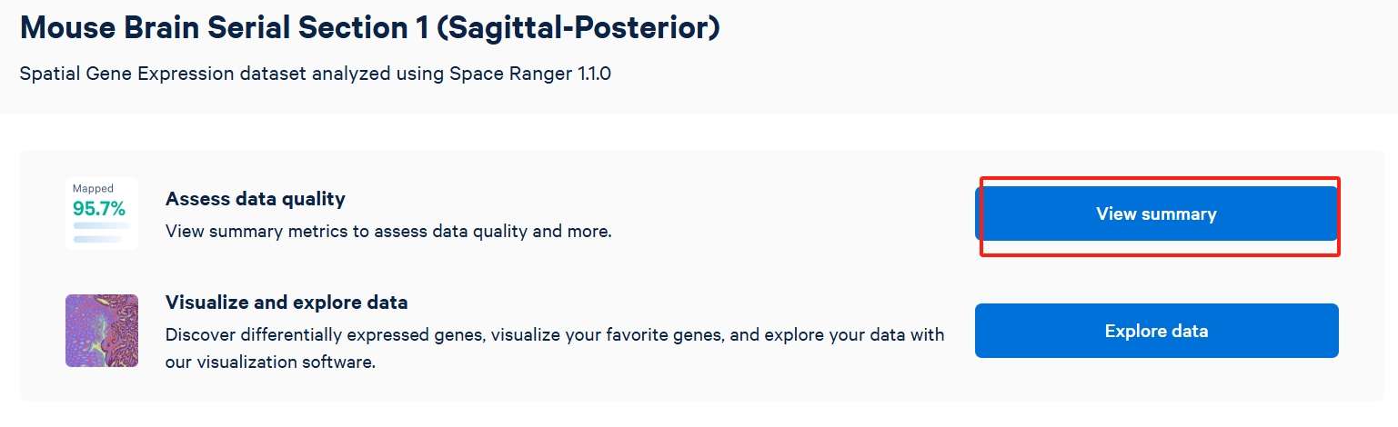 10X Genomics website of Mouse Brain Serial Section 1