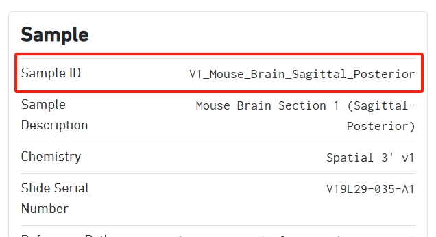 Sample information of Mouse Brain Serial Section 1